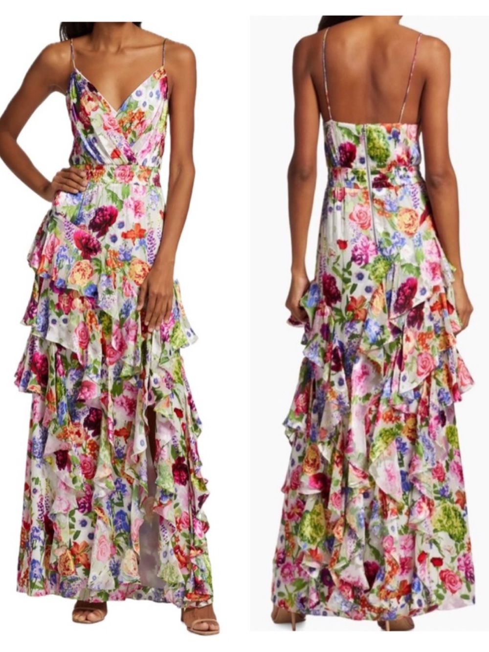 Alice + Olivia Hayden Floral Ruffle Maxi Dress Size 10
